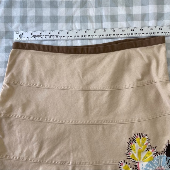 Beautiful Miss B cotton dress nude tan floral appliqué size 12 A-line granola - Picture 7 of 9